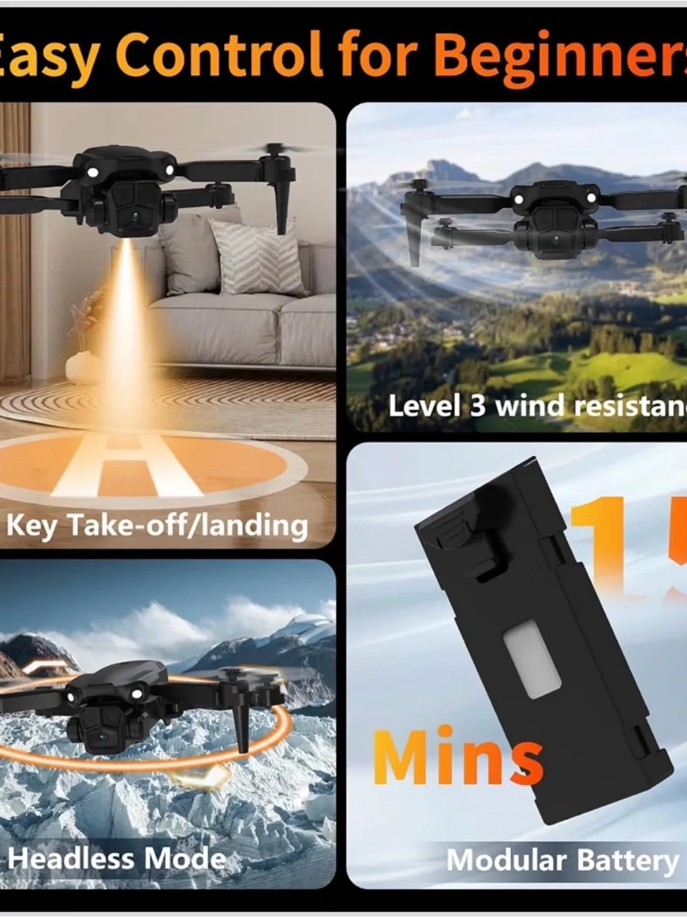 New Compact Black Drone with 1080P HD Camera and Smart Controller TD12pro LED sc